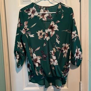Green floral blouse
